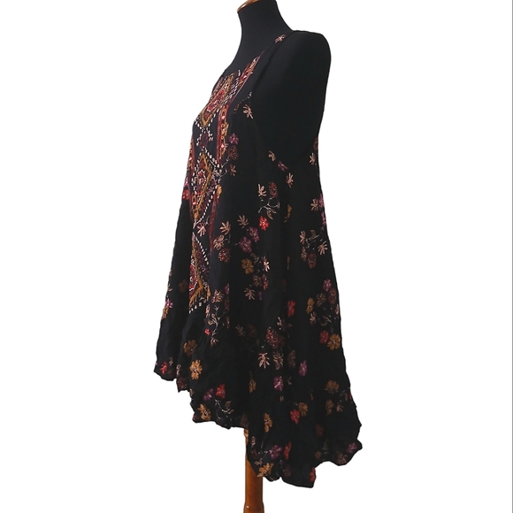 FREE PEOPLE Annka Boarder Slip Dress In Black Combo Size Small Boho Floral Print - Picture 4 of 9